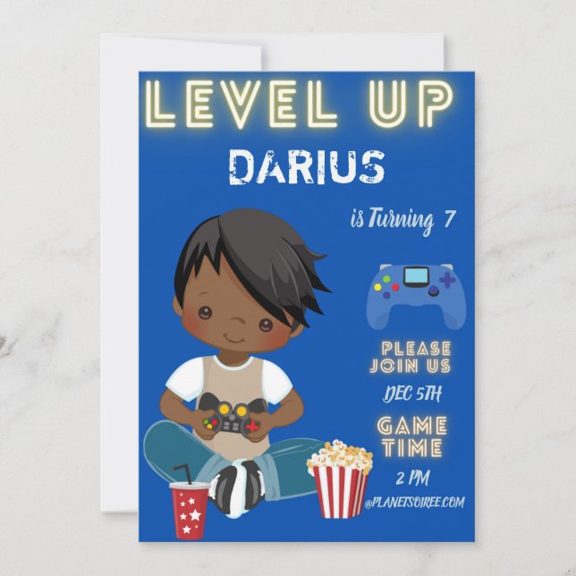 Tarjeta de invitación de juego al cumpleaños (Anverso)