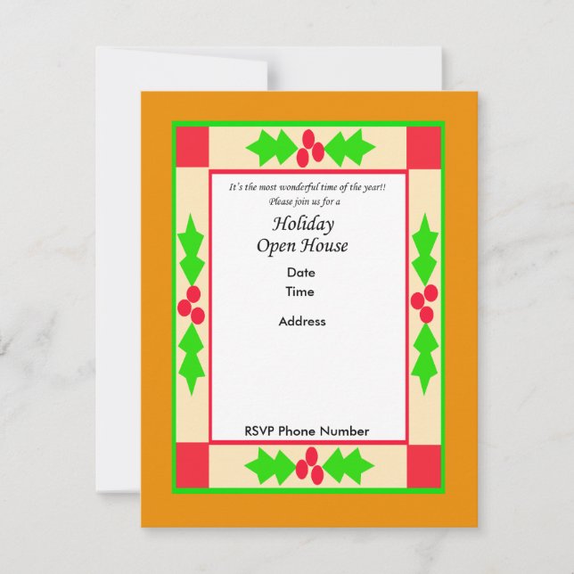 Tarjeta de invitación de la casa abierta de vacaci (Anverso)