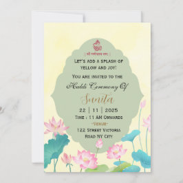 Tarjeta de Invitación de la Ceremonia Haldi de Bod