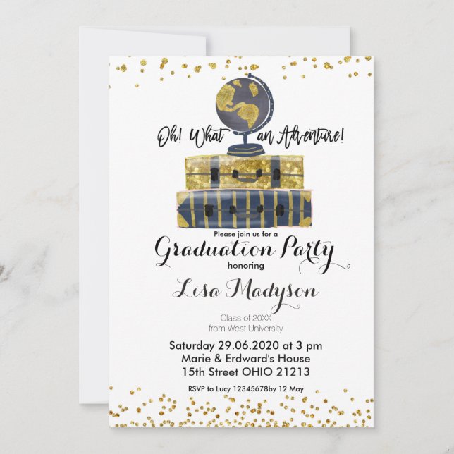 Tarjeta de invitación de la fiesta de graduación G (Anverso)