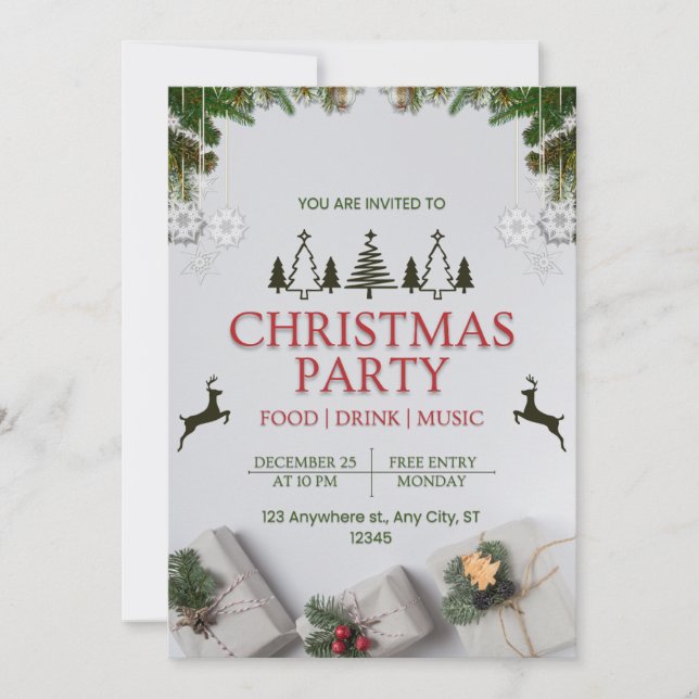 Tarjeta de invitación de la fiesta de navidades (Anverso)