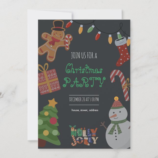 Tarjeta de invitación de la fiesta de navidades (Anverso)