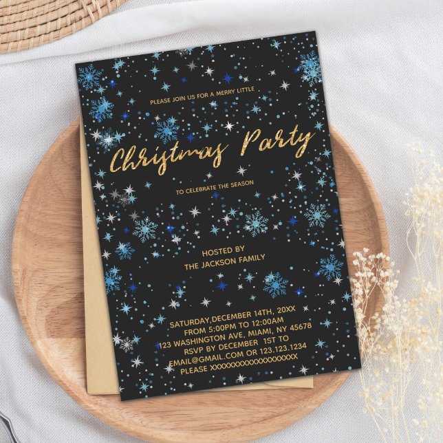 Tarjeta de invitación de la fiesta de Navidades el (Star Christmas Invitations)