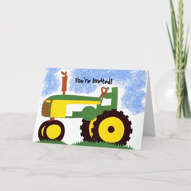 Tarjeta de invitación de la fiesta del tractor (Anverso)