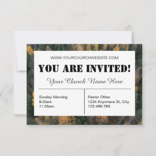 Tarjeta de invitación de la Iglesia del Bosque Ver