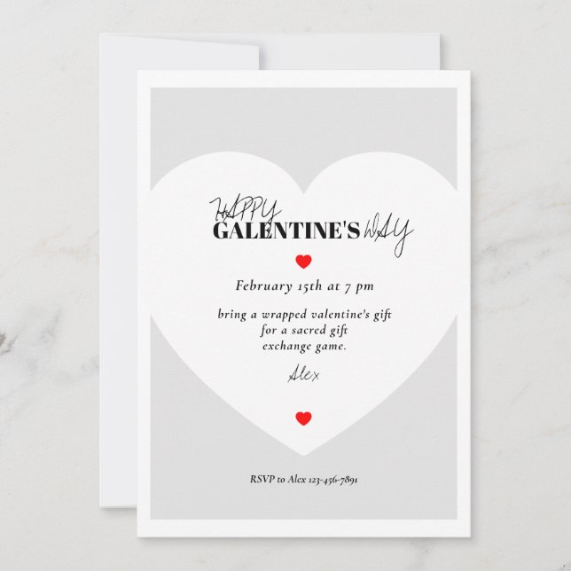 Tarjeta de invitación de la Minimalista Galentine (Anverso)