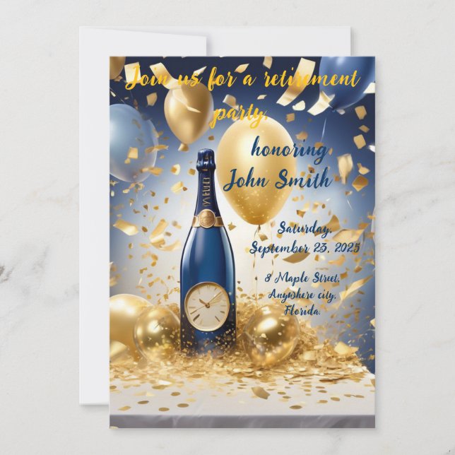 Tarjeta de invitación de la parte de retiro (Anverso)