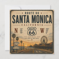 Tarjeta de Invitación de la Ruta 66 de Santa Mónic
