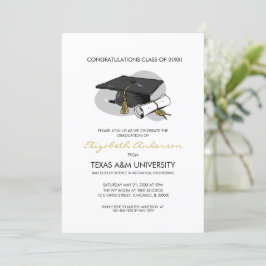 Tarjeta de invitación de la tapa de graduación dib