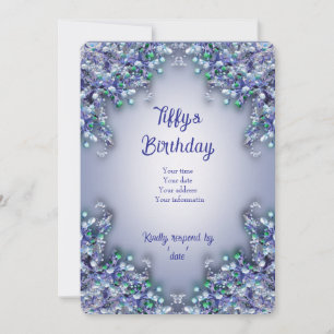 Tarjeta de invitación de lavanda azul primavera li