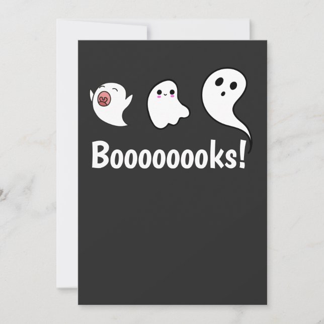 Tarjeta de invitación de libros de fantasmas lindo (Anverso)