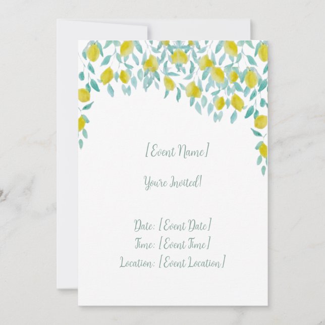 Tarjeta de invitación de limón (Anverso)