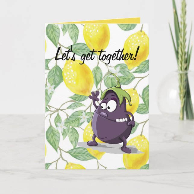 Tarjeta de invitación de limón y berenjena (Anverso)