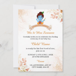 Tarjeta de invitación de Little Krishna Annaprasha