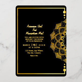 Tarjeta de Invitación de Lujo Dorado para Boda con