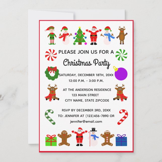 Tarjeta de invitación de marco #3 para navidades (Anverso)