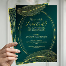 Tarjeta de Invitación de Marco Ovalado de Pluma Do