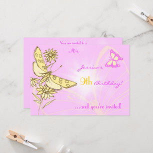 Tarjeta de Invitación de Mariposa Melocotón Rosa