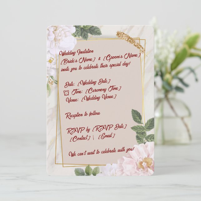 Tarjeta de invitación de matrimonio de 5" * 7" (Anverso de pie)