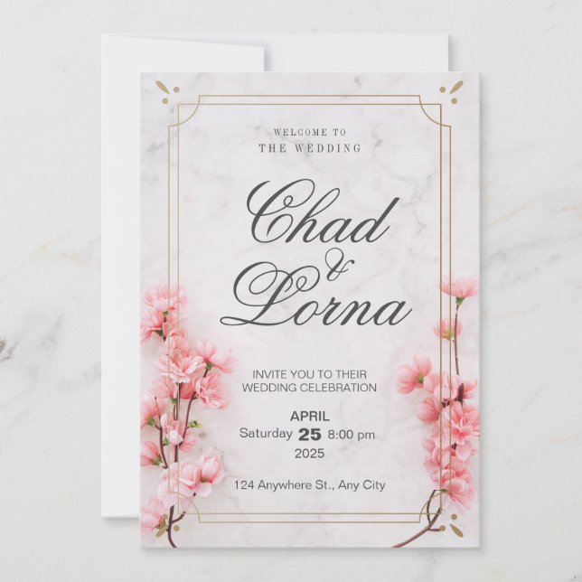 Tarjeta de invitación de matrimonio de color de ag (Anverso)