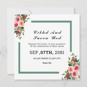 Tarjeta de invitación de matrimonio de doble cara 