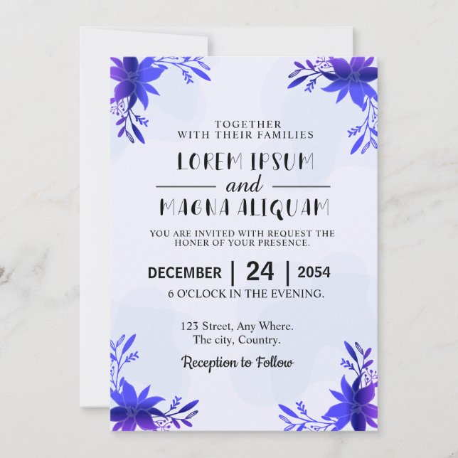 Tarjeta de invitación de matrimonio de lujo (Anverso)