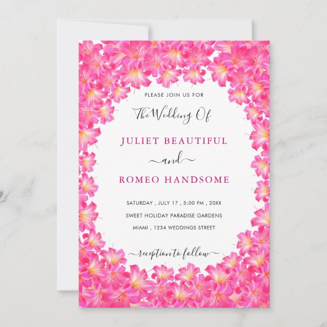 Tarjeta de invitación de matrimonio de marco de fl (Anverso)