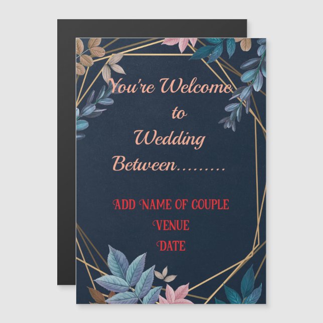 Tarjeta de invitación de matrimonio magnético delg (Anverso/Reverso)