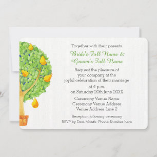 Tarjeta de invitación de matrimonio Pear Tree Flat