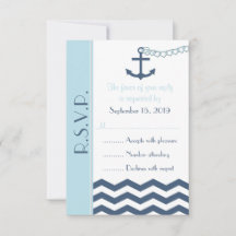 Tarjeta de invitación de matrimonio RSVP Nautical