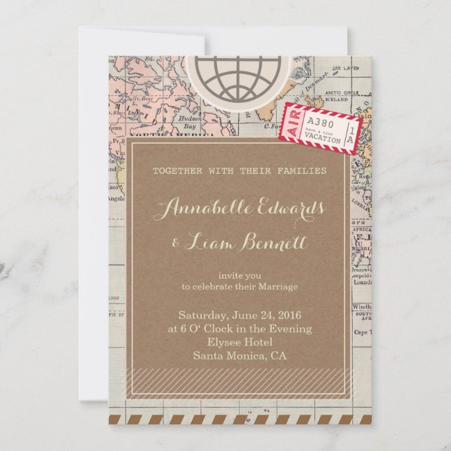 Tarjeta de invitación de matrimonio rústica vintag (Anverso)