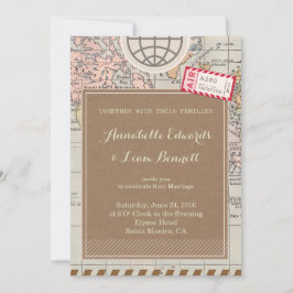 Tarjeta de invitación de matrimonio rústica vintag