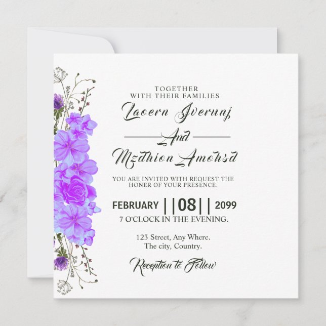 Tarjeta de invitación de matrimonio Vector Square  (Anverso)