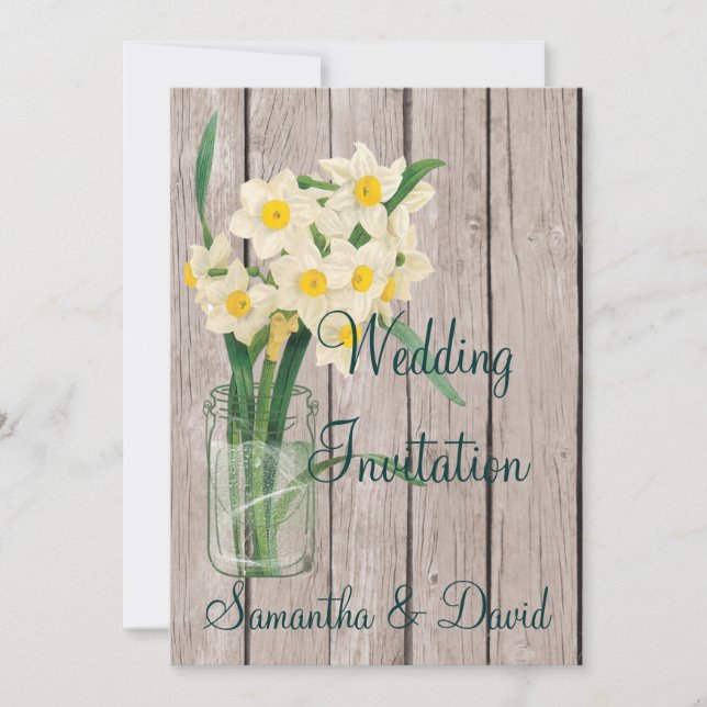 Tarjeta de invitación de matrimonio Vintag Mason J (Anverso)