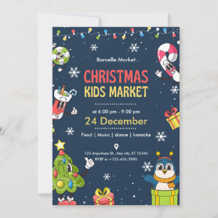 Tarjeta de Invitación de mercado para niños navida