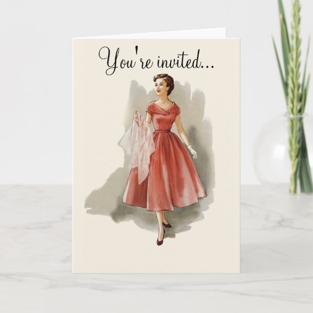 Tarjeta de invitación de moda de época (Anverso)