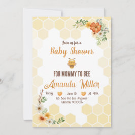 Tarjeta de invitación de Mommy to Bee Baby Shower