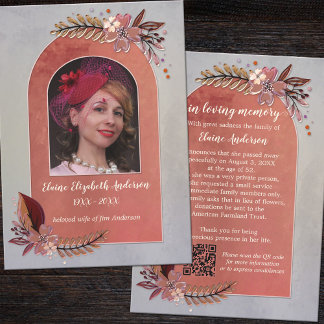 Tarjeta de Invitación de muerte por foto obituaria
