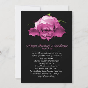 Tarjeta de Invitación de muerte Rosa Rosa