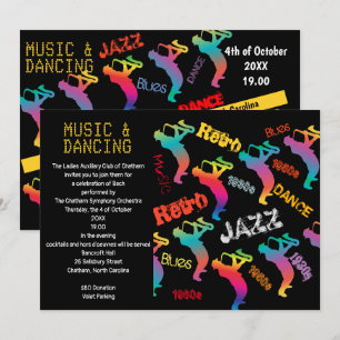 Tarjeta de invitación de música de baile de jazz d