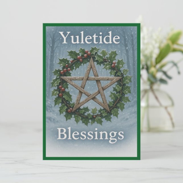 Tarjeta de Invitación de Navidad Bendiciones de Yu (Anverso de pie)
