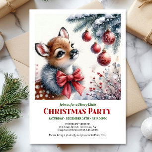 Tarjeta de invitación de Navidad con adorable cerv