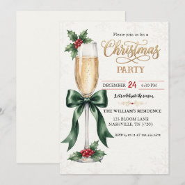 Tarjeta de Invitación de Navidad con Copa de Champ