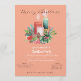 Tarjeta de invitación de Navidad con velas de acua