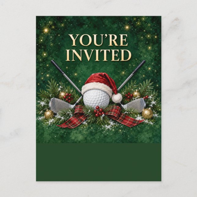 Tarjeta de invitación de Navidad de golf  (Anverso)