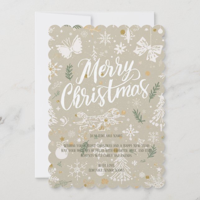 Tarjeta de Invitación de Navidad Elegante con Niev (Reverso)