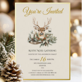Tarjeta de Invitación de Navidad Elegante Rústica 