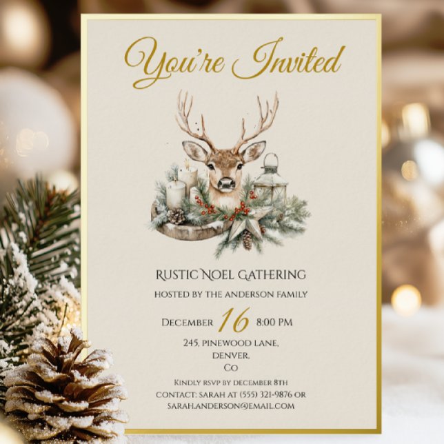 Tarjeta de Invitación de Navidad Elegante Rústica  (Subido por el creador)