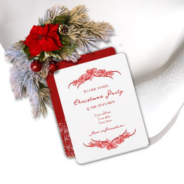 Tarjeta de invitación de Navidad en rojo 'Alegría 