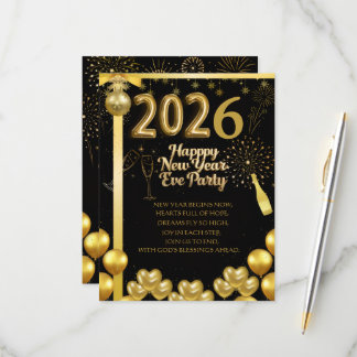 Tarjeta de Invitación de Nochevieja Elegante
